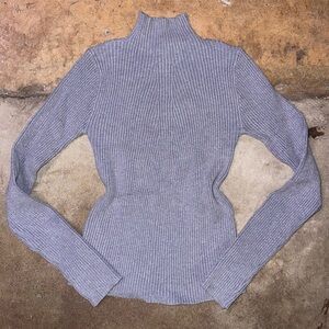 Truth Light Blue/Gray Ribbed Knit Top